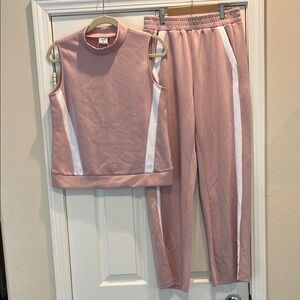 Women's Pink Sleeveless Track Set